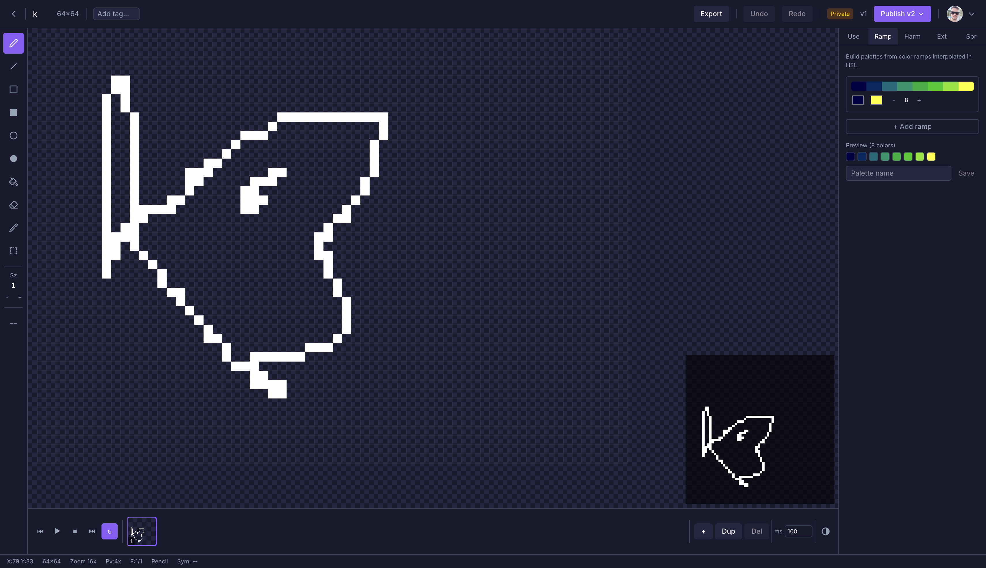 BeatPaint pixel art editor with drawing tools, color palette, and canvas